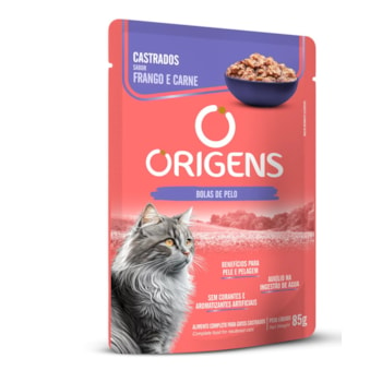 Ração Úmida Origens Premium Especial Gatos Adultos Castrados Sabor Frango e Carne