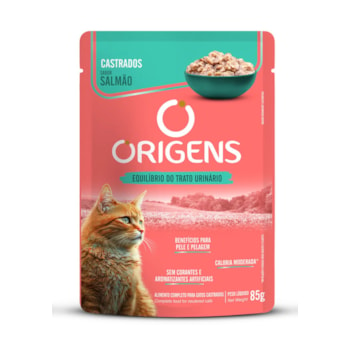 Ração Úmida Origens Premium Especial Gatos Adultos Castrados Sabor Salmão