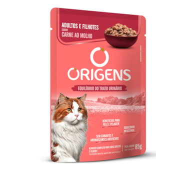 Ração Úmida Origens Premium Especial Gatos Adultos e Filhotes Sabor Carne ao Molho