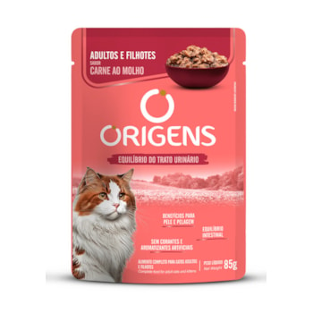 Ração Úmida Origens Premium Especial Gatos Adultos e Filhotes Sabor Carne ao Molho