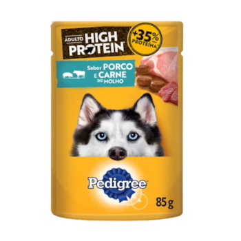 Ração Úmida Pedigree High Protein Sachê Porco e Carne ao Molho para Cães Adultos 100g