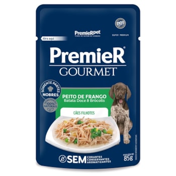 Ração Úmida Premier Gourmet para Cães Filhotes Sabor Peito de Frango, Batata Doce e Brócolis 85g Ração Úmida Premier Gourmet para Cães Filhotes Sabor Peito de Frango, Batata Doce e Brócolis 85g