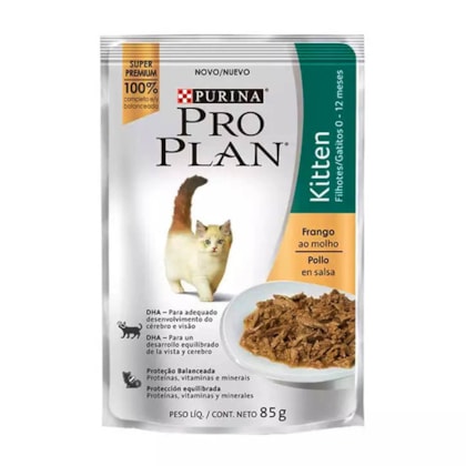 Ração Úmida Pro Plan Wet Sachê Frango ao Molho para Gatos Filhotes 85g