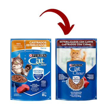 Ração Úmida Purina Cat Chow Castrados Sachê Carne ao Molho 85g Ração Úmida Purina Cat Chow Castrados Sachê Carne ao Molho 85g