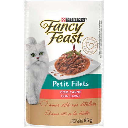 Ração Úmida Purina Fancy Feast Sachê Petit Filets com Carne para Gatos Adultos