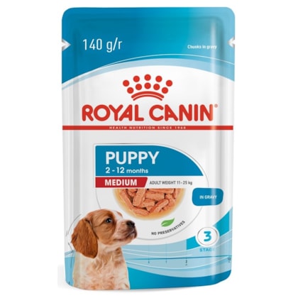 Ração Úmida Royal Canin Sachê Medium Puppy para Cães Filhotes de Porte Médio - 140 g