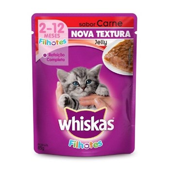 Ração Úmida Whiskas Carne Sachê Jelly para Gatos Filhotes