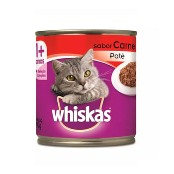 Ração Úmida Whiskas Lata Patê Sabor Carne para Gatos 290g