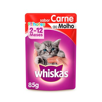 Ração Úmida Whiskas Sachê Carne para Gatos Gatos Filhotes