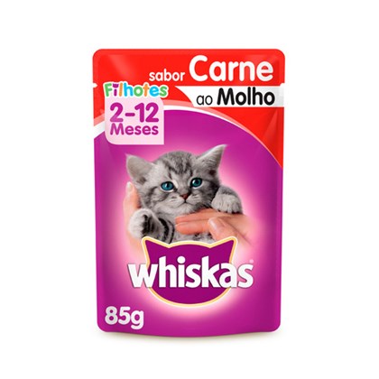 Ração Úmida Whiskas Sachê Carne para Gatos Gatos Filhotes