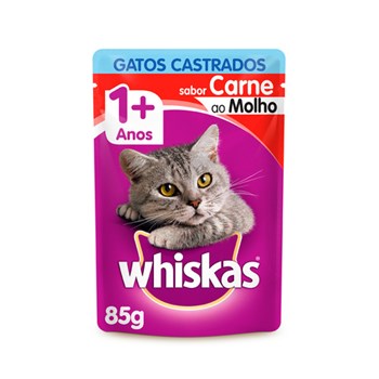 Ração Úmida Whiskas Sachê Castrados Carne para Gatos