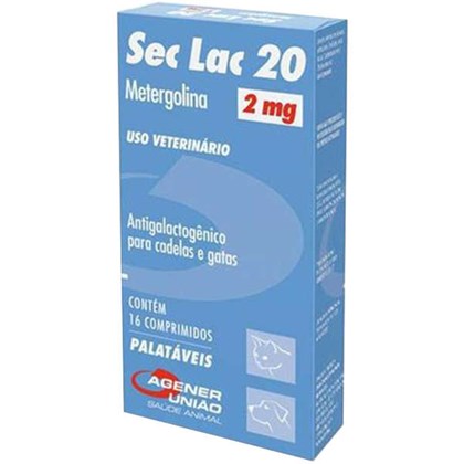 Sec Lac 20 Antigalactogênico Agener União para Cadelas e Gatas com 16 comprimidos palatáveis