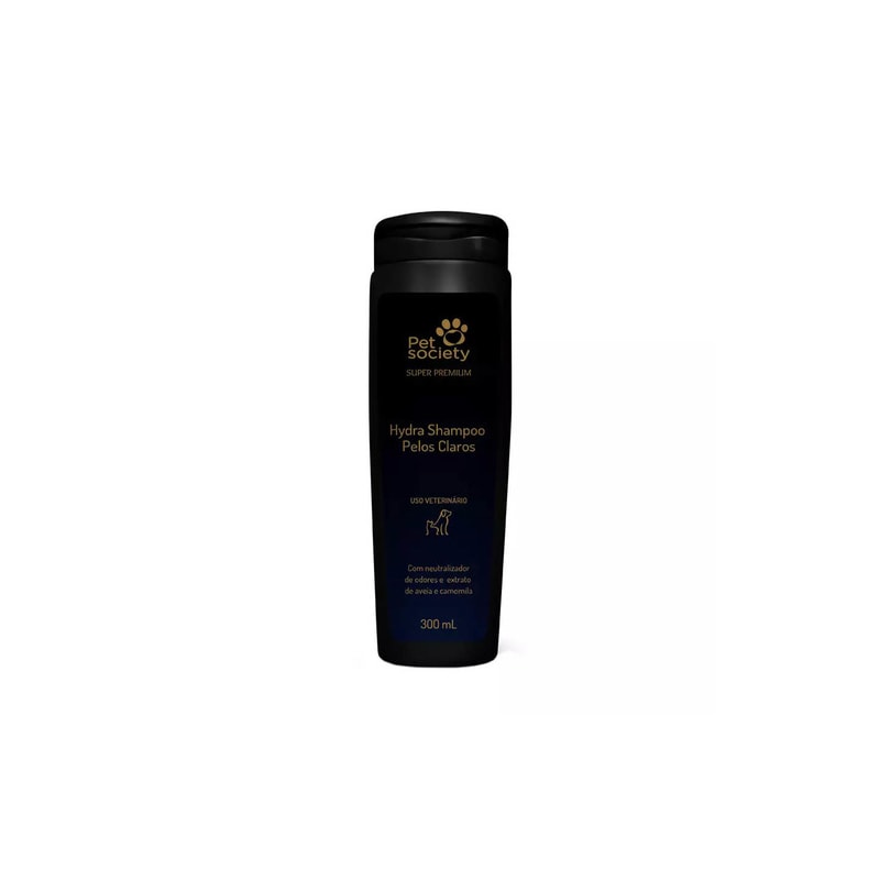 Shampoo Pet Society Hydra Cães e Gatos Pelos Claros 300mL Amaro's
