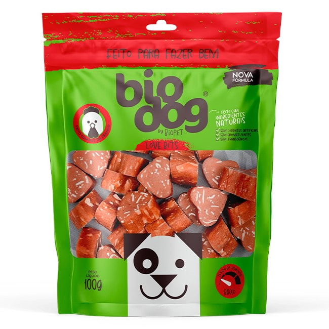 Snack Bio Dog Gourmet Love Bits para Cães Adultos e Filhotes