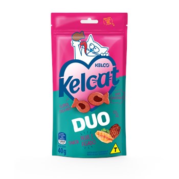 Snack Kelcat Duo para Gatos Sabor Peixe e Fígado 40g