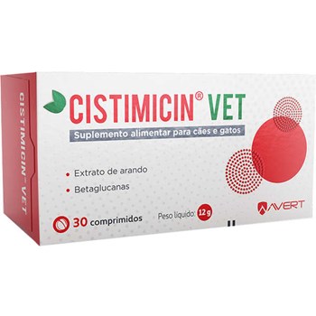 Suplemento Alimentar Avert Cistimicin Vet para Cães e Gatos - 30 Comprimidos