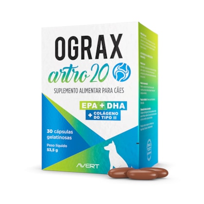 Suplemento Alimentar Avert Ograx Artro 20 para Cães 30 cápsulas