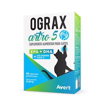 Suplemento Alimentar Avert Ograx Artro 5 para Gatos com 30 cápsulas