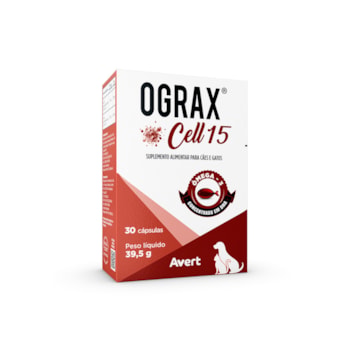 Suplemento Alimentar Avert Ograx Cell 15 para Cães e Gatos até 15kg - 30 cápsulas