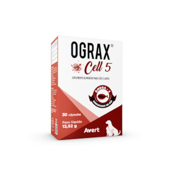 Suplemento Alimentar Avert Ograx Cell 5 para Cães e Gatos até 5kg - 30 cápsulas