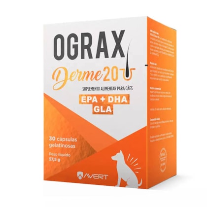 Suplemento Alimentar Avert Ograx Derme 20 para Cães até 20 Kg - 30 Cápsulas