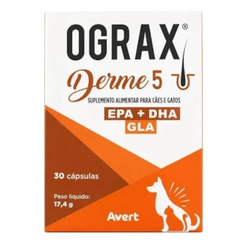 Suplemento Alimentar Avert Ograx Derme 5 para Cães e Gatos até 5 Kg - 30 Cápsulas