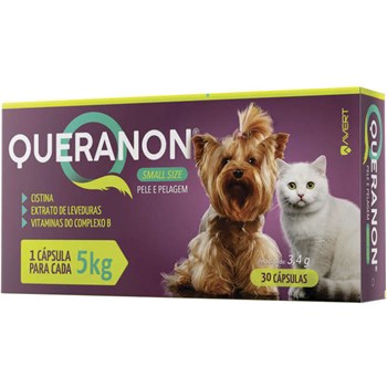 Suplemento Alimentar Avert Queranon Small Size para Cães e Gatos de 5 Kg com 30 cápsulas