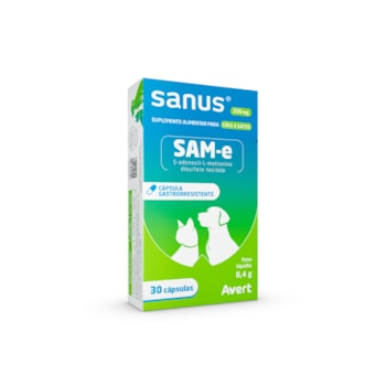 Suplemento Alimentar Avert Sanus 200mg para Cães e Gatos - 30 Cápsulas