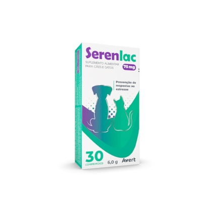 Suplemento Alimentar Avert Serenlac 75mg para Cães e Gatos