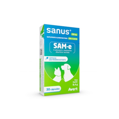 Suplemento Alimentar Sanus 200mg para Cães e Gatos - 30 Cápsulas