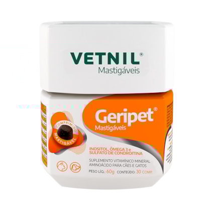 Suplemento Geripet Mastigável Vetnil para Cães e Gatos com 30 Comprimidos