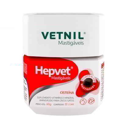 Suplemento Hepvet Mastigável Vetnil para Cães e Gatos com 30 Comprimidos
