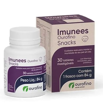 Suplemento Ourofino Imunees Snacks 84g com 30 Tabletes Mastigáveis para Cães Suplemento Ourofino Imunees Snacks 84g com 30 Tabletes Mastigáveis para Cães