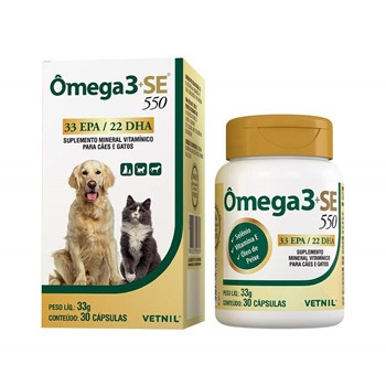 Suplemento Vetnil Ômega 3 SE 1100 para Cães e Gatos com 30 comprimidos