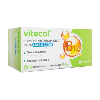 Suplemento Vitamínico Vitecol Avert para Cães e Gatos 30 comprimidos