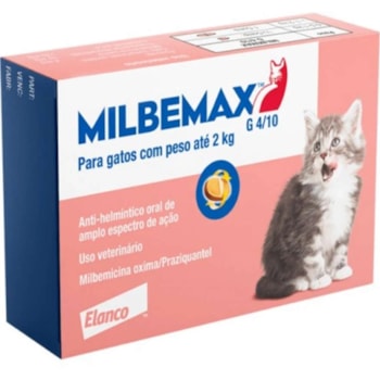 Vermífugo Elanco Milbemax FC para Gatos até 2 Kg com 2 comprimidos Vermífugo Elanco Milbemax FC para Gatos até 2 Kg com 2 comprimidos
