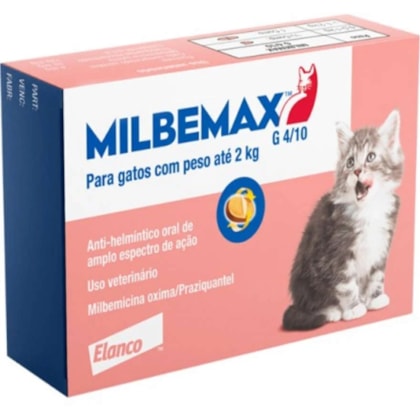 Vermífugo Elanco Milbemax FC para Gatos até 2 Kg com 2 comprimidos