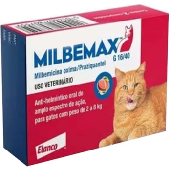 Vermífugo Elanco Milbemax FC para Gatos de 2 Kg a 8 Kg com 2 comprimidos